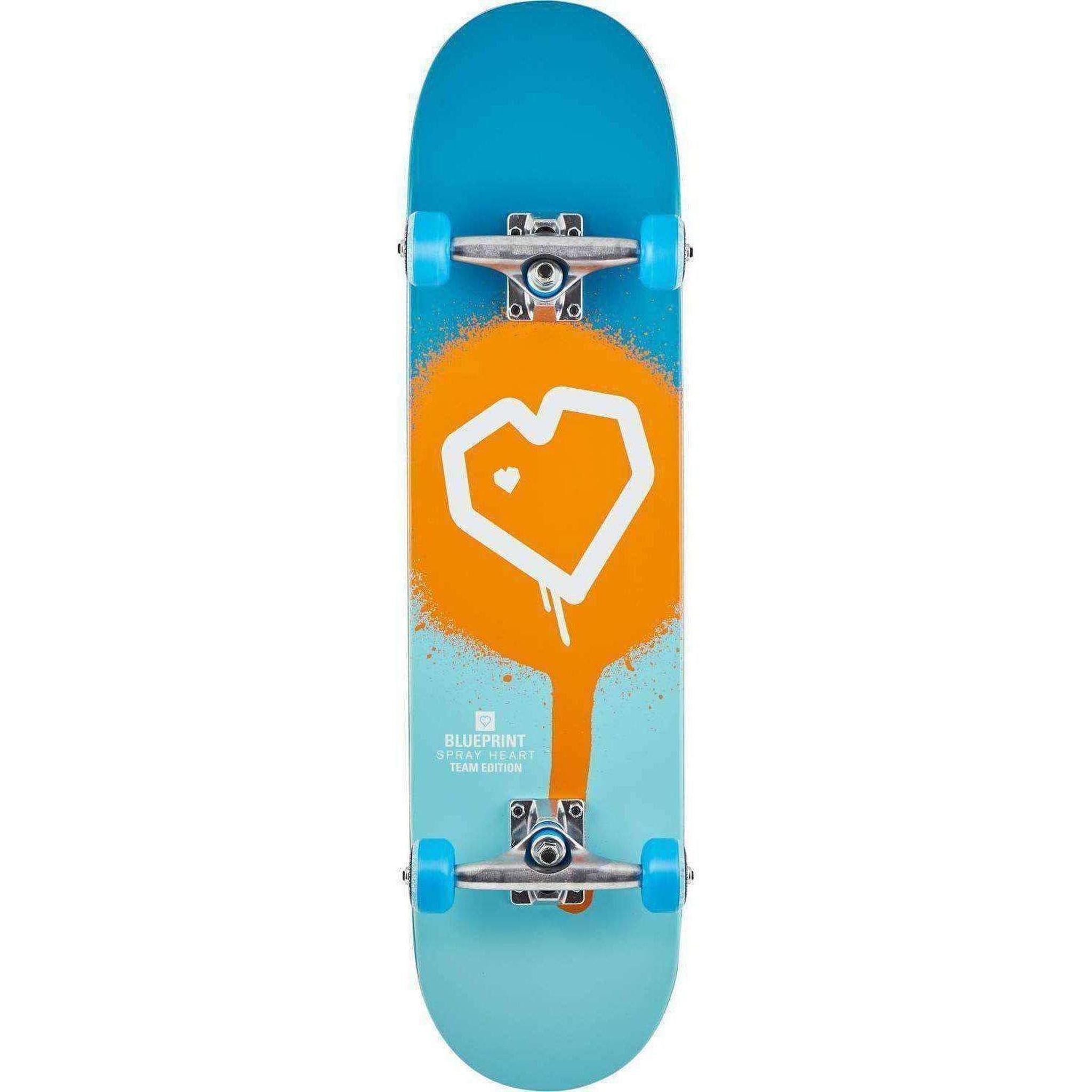 Blueprint Spray Heart Komplet Skateboard - Blue/Orange-ScootWorld.dk